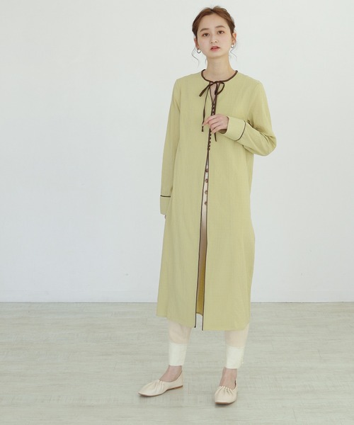 CLEIO（クレイオ）の「【CLEIO】配色フロントボタンスリットワンピース（ワンピース・レディース・ベージュ/ライトグリーン・FREE）」の14枚目の写真