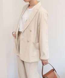 ギンガムチェック／リネンドビー ダブルジャケット（セットアップ可能）