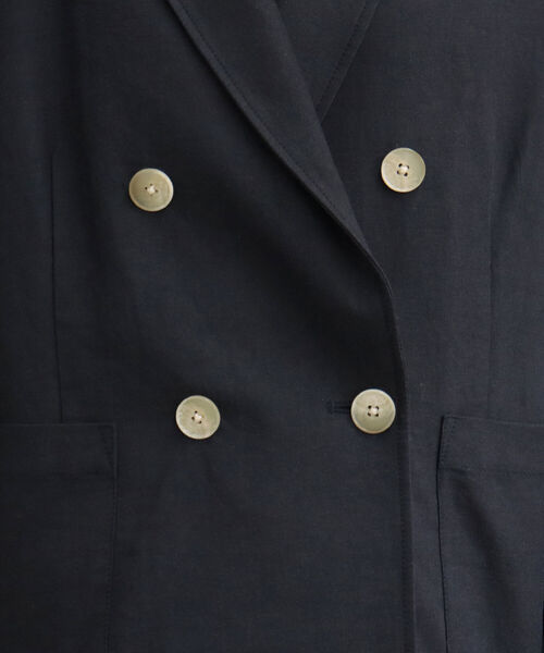 fredy emue（フレディエミュ）の「ギンガムチェック／リネンドビー ダブルジャケット（セットアップ可能）（テーラードジャケット・レディース・ベージュ/ネイビー/ホワイト系その他2・38）」の12枚目の写真