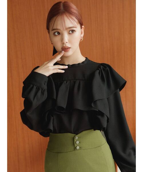 CALNAMUR（カルナムール）の「フリルシャツ（シャツ/ブラウス・レディース・ホワイト/ブラック・FREE）」の12枚目の写真