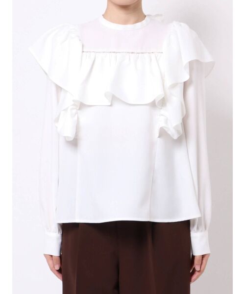 CALNAMUR（カルナムール）の「フリルシャツ（シャツ/ブラウス・レディース・ホワイト/ブラック・FREE）」の7枚目の写真