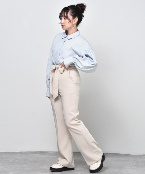 ems excite(エムズエキサイト)の「リボンフレアパンツ(その他パンツ・レディース・アイボリー/ブラック系その他/グリーン/ブラウン系その他/ブラック・FREE)」の7枚目の写真