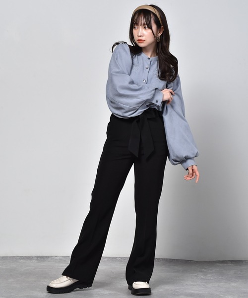 ems excite(エムズエキサイト)の「リボンフレアパンツ(その他パンツ・レディース・アイボリー/ブラック系その他/グリーン/ブラウン系その他/ブラック・FREE)」の12枚目の写真