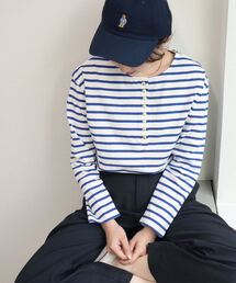 fredy repit | ボーダーヘンリープルオーバーカットソー(Tシャツ/カットソー)
