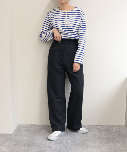 fredy repit(フレディレピ)の「ボーダーヘンリープルオーバーカットソー(Tシャツ/カットソー・レディース・ブルー系その他3/ホワイト系その他4/グリーン系その他3・38)」の8枚目の写真