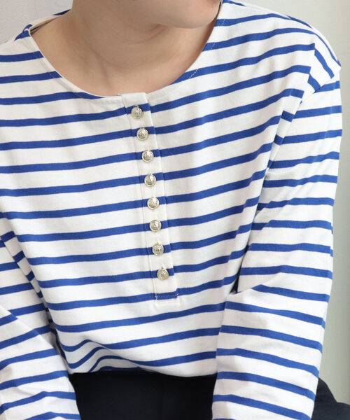 fredy repit(フレディレピ)の「ボーダーヘンリープルオーバーカットソー(Tシャツ/カットソー・レディース・ブルー系その他3/ホワイト系その他4/グリーン系その他3・38)」の13枚目の写真