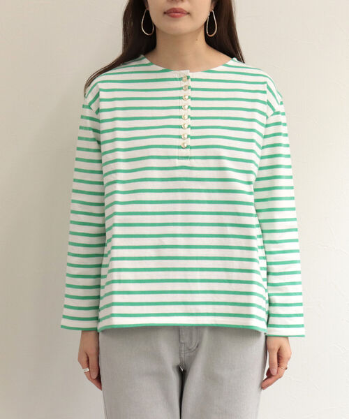 fredy repit(フレディレピ)の「ボーダーヘンリープルオーバーカットソー(Tシャツ/カットソー・レディース・ブルー系その他3/ホワイト系その他4/グリーン系その他3・38)」の20枚目の写真