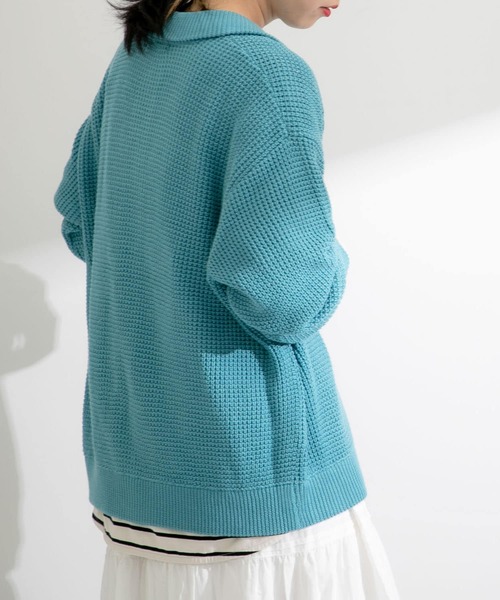 SENSE OF PLACE by URBAN RESEARCH(センスオブプレイスバイアーバンリサーチ)の「『ユニセックス』ワッフルニットカーディガン(カーディガン/ボレロ・メンズ・ライトベージュ/ライトブルー/グリーン・MEDIUM/LARGE)」の4枚目の写真