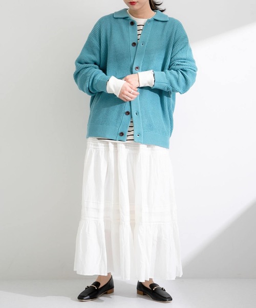 SENSE OF PLACE by URBAN RESEARCH(センスオブプレイスバイアーバンリサーチ)の「『ユニセックス』ワッフルニットカーディガン(カーディガン/ボレロ・メンズ・ライトベージュ/ライトブルー/グリーン・MEDIUM/LARGE)」の6枚目の写真