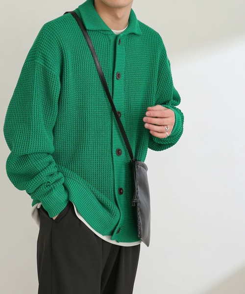 SENSE OF PLACE by URBAN RESEARCH(センスオブプレイスバイアーバンリサーチ)の「『ユニセックス』ワッフルニットカーディガン(カーディガン/ボレロ・メンズ・ライトベージュ/ライトブルー/グリーン・MEDIUM/LARGE)」の3枚目の写真