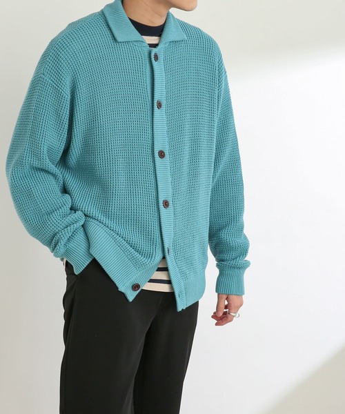 SENSE OF PLACE by URBAN RESEARCH(センスオブプレイスバイアーバンリサーチ)の「『ユニセックス』ワッフルニットカーディガン(カーディガン/ボレロ・メンズ・ライトベージュ/ライトブルー/グリーン・MEDIUM/LARGE)」の1枚目の写真