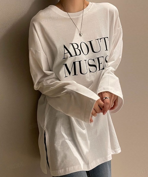 Dalfwin(ダールフィン)の「2022 S/S 春夏 韓国ファッション ロンT MUSESロゴ長袖Tシャツ(Tシャツ/カットソー・レディース・ホワイト/ブラック・FREE)」の10枚目の写真