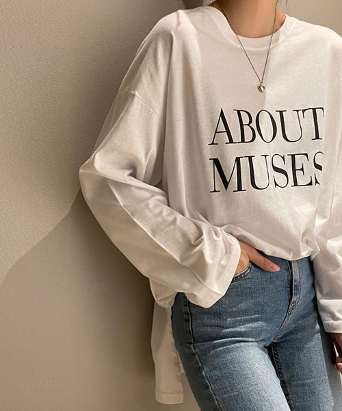 Dalfwin(ダールフィン)の「2022 S/S 春夏 韓国ファッション ロンT MUSESロゴ長袖Tシャツ(Tシャツ/カットソー・レディース・ホワイト/ブラック・FREE)」の3枚目の写真