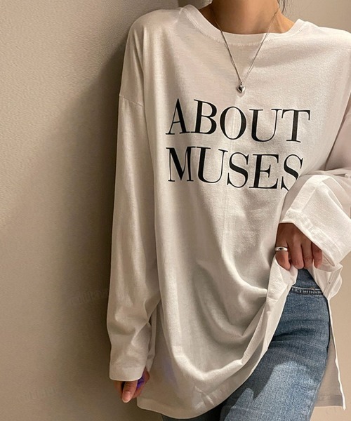 Dalfwin(ダールフィン)の「2022 S/S 春夏 韓国ファッション ロンT MUSESロゴ長袖Tシャツ(Tシャツ/カットソー・レディース・ホワイト/ブラック・FREE)」の7枚目の写真