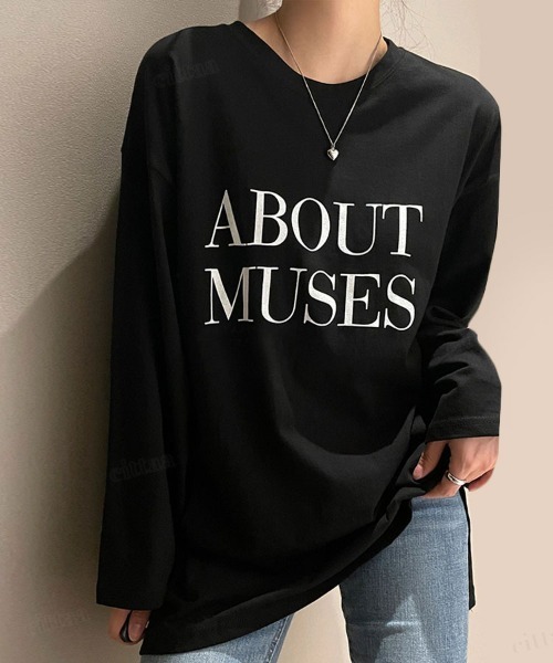 Dalfwin(ダールフィン)の「2022 S/S 春夏 韓国ファッション ロンT MUSESロゴ長袖Tシャツ(Tシャツ/カットソー・レディース・ホワイト/ブラック・FREE)」の6枚目の写真