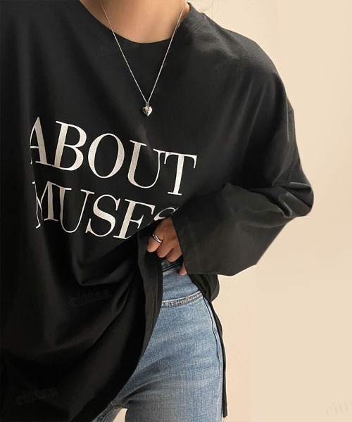 Dalfwin(ダールフィン)の「2022 S/S 春夏 韓国ファッション ロンT MUSESロゴ長袖Tシャツ(Tシャツ/カットソー・レディース・ホワイト/ブラック・FREE)」の4枚目の写真