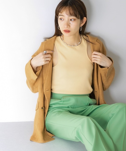 KBF（ケイビーエフ）の「アシメタンクトップ（タンクトップ・レディース・チャコールグレー/アイボリー/ベージュ・ONE）」の6枚目の写真