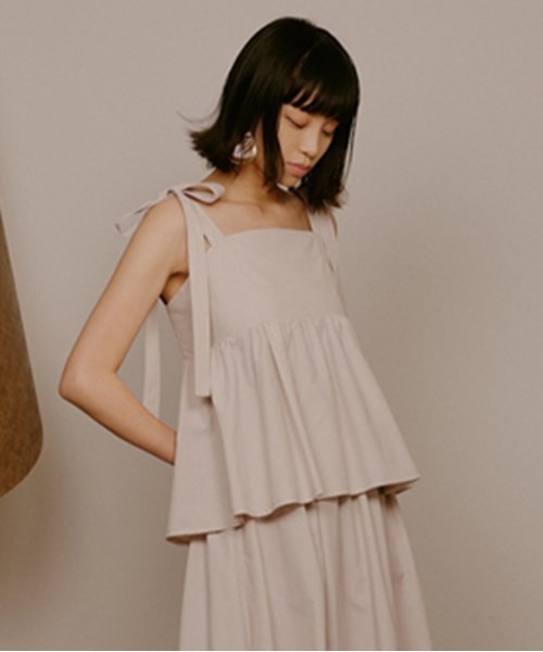 「LILY BROWN」 キャミソールブラウス FREE グレー レディース LILY BROWN（リリーブラウン）の「バルーンペプラムニット