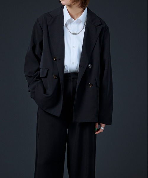 Ellno Loset（エルノロゼット）の「ダブルテーラードジャケット（テーラードジャケット・メンズ・ブルーグリーン/チャコールグレー/ブラック・MEDIUM/LARGE）」の7枚目の写真