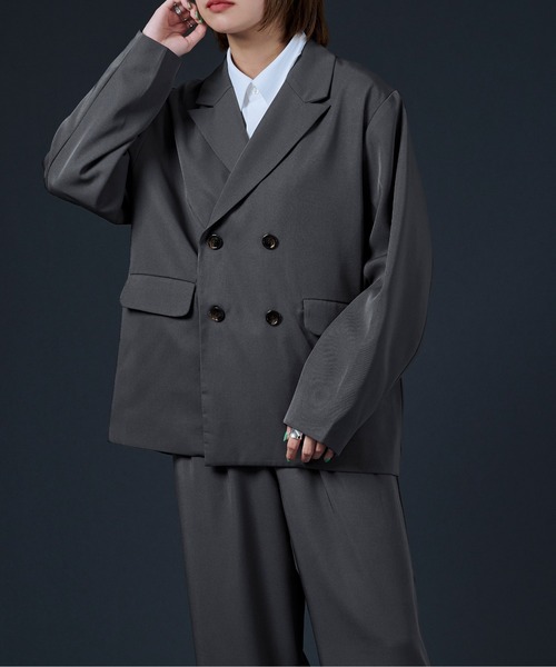 Ellno Loset（エルノロゼット）の「ダブルテーラードジャケット（テーラードジャケット・メンズ・ブルーグリーン/チャコールグレー/ブラック・MEDIUM/LARGE）」の17枚目の写真