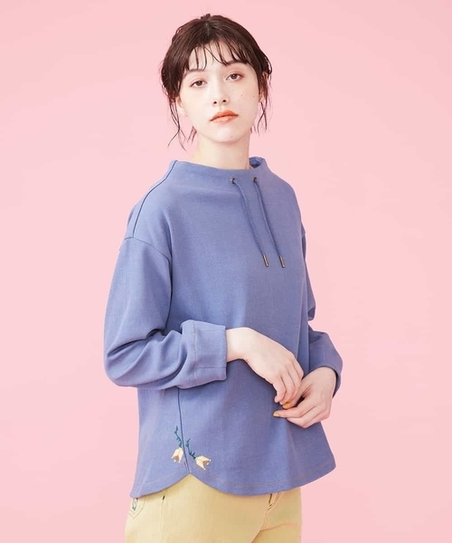 セール Poco トップス Jocomomola ホコモモラ のファッション 刺繍スタンドカラーカットソー Tシャツ カットソー 直販