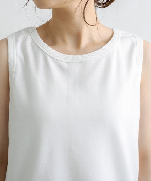 PUAL CE CIN（ピュアルセシン）の「2WAYスムースノースリーブ（タンクトップ・レディース・ブラック/オフホワイト・FREE）」の6枚目の写真
