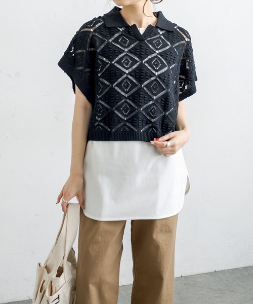 PUAL CE CIN（ピュアルセシン）の「2WAYスムースノースリーブ（タンクトップ・レディース・ブラック/オフホワイト・FREE）」の3枚目の写真