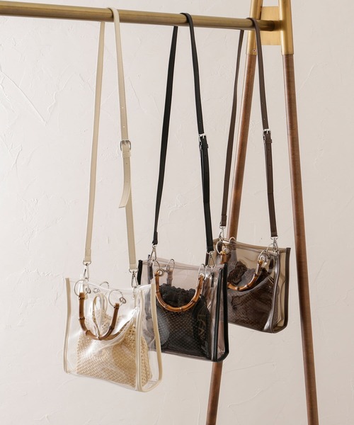 Thevon（ゼボン）の「バンブークリアバッグ（トートバッグ・レディース・アイボリー/ブラック/モカ・FREE）」の7枚目の写真