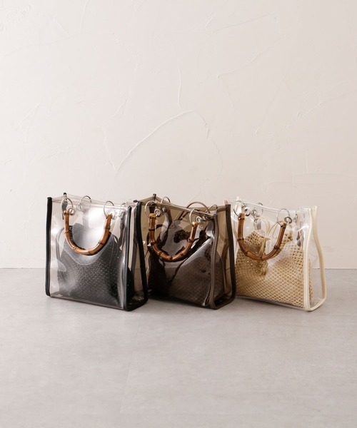 Thevon（ゼボン）の「バンブークリアバッグ（トートバッグ・レディース・アイボリー/ブラック/モカ・FREE）」の11枚目の写真