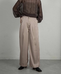 satin basic tuck pants