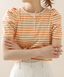 [mline] ﾎﾞｰﾀﾞｰﾊﾟﾌ半袖ﾌﾟﾙｵｰﾊﾞｰ