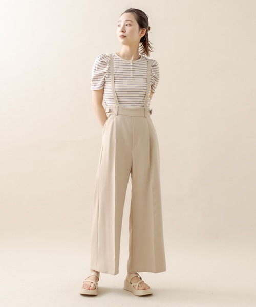 mline（エムライン）の「[mline] ﾎﾞｰﾀﾞｰﾊﾟﾌ半袖ﾌﾟﾙｵｰﾊﾞｰ（Tシャツ/カットソー・レディース・オフホワイト/ブラック/パープル/オレンジ・FREE）」の7枚目の写真