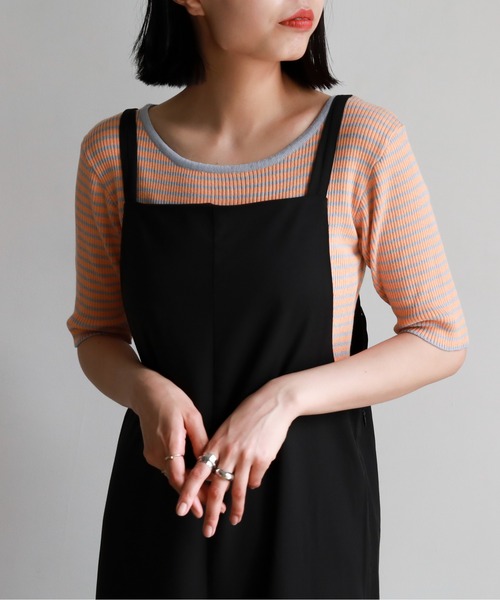 feepur(フェピュール)の「【TALLサイズあり】ダブルストラップ2wayサロペット(サロペット/オーバーオール・レディース・チャコールグレー/ブラック/ピンク・MEDIUM/TALL)」の13枚目の写真