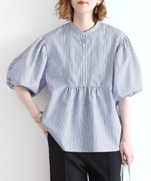 reca | ストライプヨーク切替五分袖ブラウス(シャツ/ブラウス)