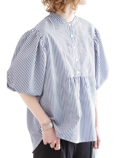 reca（レカ）の「ストライプヨーク切替五分袖ブラウス（シャツ/ブラウス・レディース・ブラック/ネイビー/ピンク・MEDIUM/LARGE）」の14枚目の写真