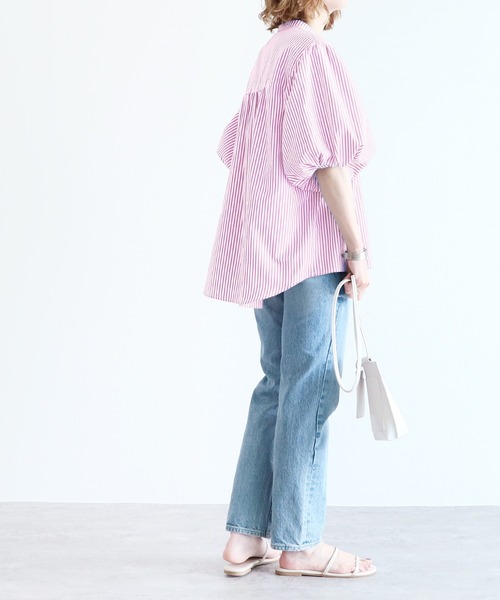 reca（レカ）の「ストライプヨーク切替五分袖ブラウス（シャツ/ブラウス・レディース・ブラック/ネイビー/ピンク・MEDIUM/LARGE）」の19枚目の写真