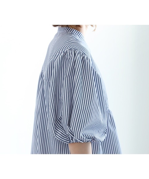 reca（レカ）の「ストライプヨーク切替五分袖ブラウス（シャツ/ブラウス・レディース・ブラック/ネイビー/ピンク・MEDIUM/LARGE）」の17枚目の写真