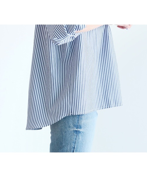 reca（レカ）の「ストライプヨーク切替五分袖ブラウス（シャツ/ブラウス・レディース・ブラック/ネイビー/ピンク・MEDIUM/LARGE）」の12枚目の写真