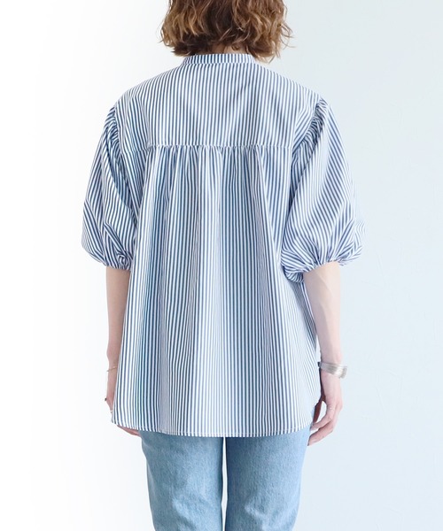 reca（レカ）の「ストライプヨーク切替五分袖ブラウス（シャツ/ブラウス・レディース・ブラック/ネイビー/ピンク・MEDIUM/LARGE）」の20枚目の写真