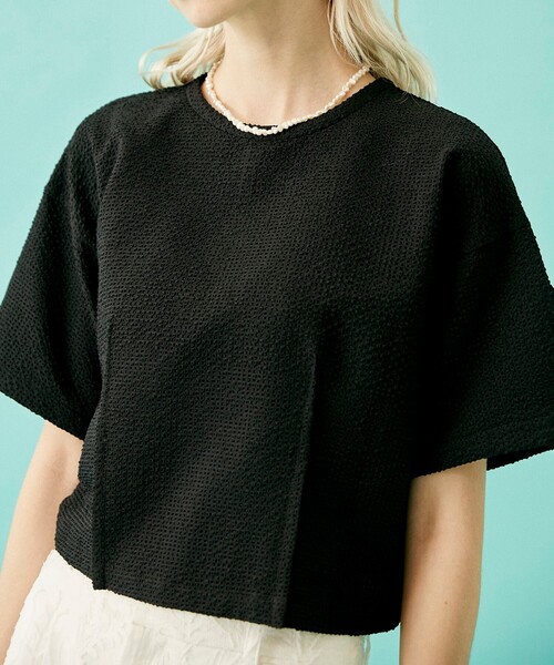 INella（イネラ）の「【INella/イネラ】シアサッカークロップドトップス（Tシャツ/カットソー・レディース・ブラック/その他2/ホワイト・FREE）」の16枚目の写真