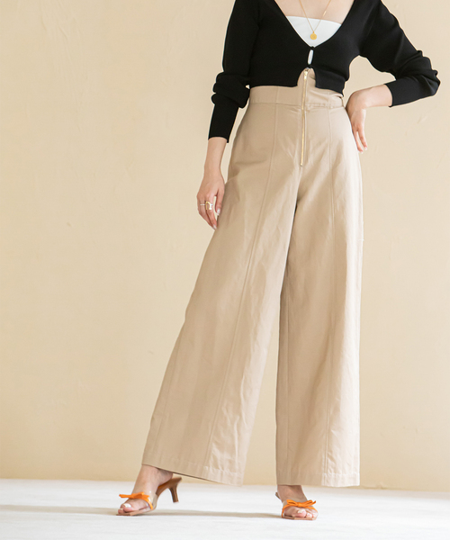 Higuchi*S2WAY ハイウエストパンツ 34 ベージュ Higuchi*S2WAYハイ