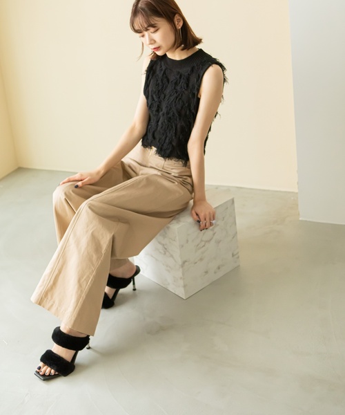 U by SPICK&SPAN(ユーバイスピックアンドスパン)の「ハイウエストチノパンツ(その他パンツ・レディース・ベージュ/ネイビー/レッド・38/36)」の9枚目の写真