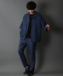 SITRY | ポリトロ オープンカラー ドレープ ワイド シャツジャケット＆テーパードパンツ セットアップ(セットアップ)