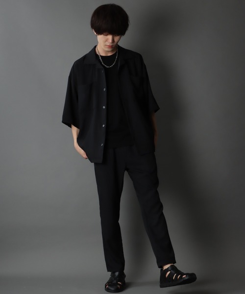 SITRY(シトリー)の「ポリトロ オープンカラー ドレープ ワイド シャツジャケット&テーパードパンツ セットアップ(セットアップ・メンズ・ブラック/カーキ/ブルー・M/L/LL)」の6枚目の写真