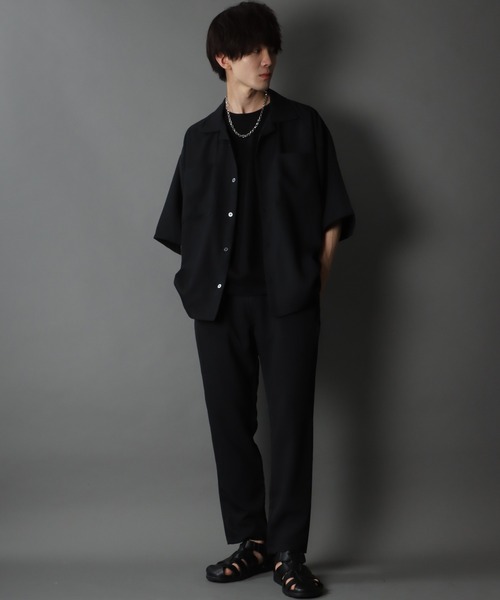 SITRY(シトリー)の「ポリトロ オープンカラー ドレープ ワイド シャツジャケット&テーパードパンツ セットアップ(セットアップ・メンズ・ブラック/カーキ/ブルー・M/L/LL)」の14枚目の写真
