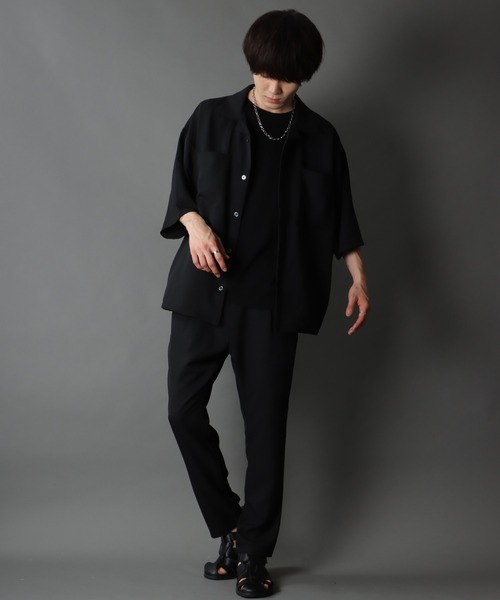 SITRY(シトリー)の「ポリトロ オープンカラー ドレープ ワイド シャツジャケット&テーパードパンツ セットアップ(セットアップ・メンズ・ブラック/カーキ/ブルー・M/L/LL)」の11枚目の写真