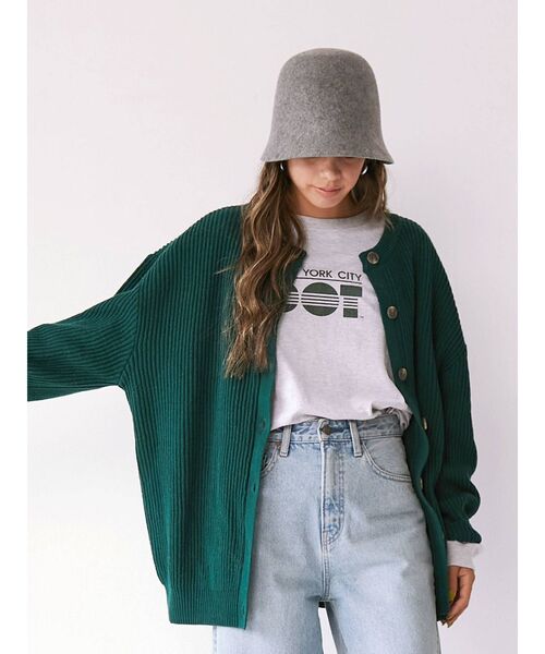 Ungrid（アングリッド）の「BRiCO ルーズニットカーデ（カーディガン/ボレロ・レディース・ブラウン/グリーン/オレンジ・FREE）」の2枚目の写真