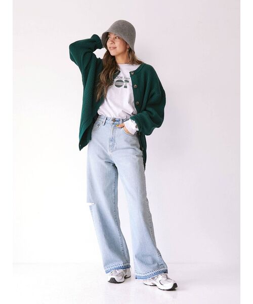 Ungrid（アングリッド）の「BRiCO ルーズニットカーデ（カーディガン/ボレロ・レディース・ブラウン/グリーン/オレンジ・FREE）」の5枚目の写真