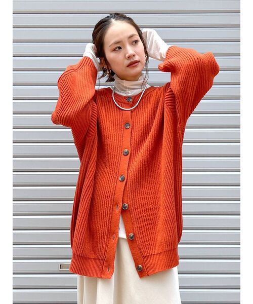 Ungrid（アングリッド）の「BRiCO ルーズニットカーデ（カーディガン/ボレロ・レディース・ブラウン/グリーン/オレンジ・FREE）」の14枚目の写真