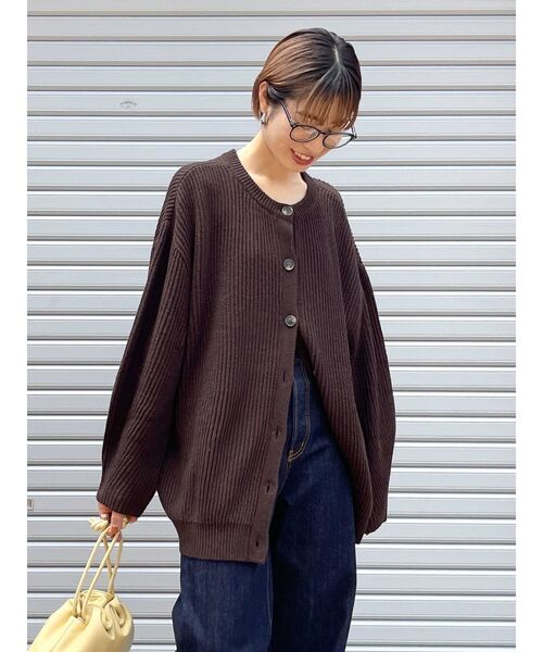 Ungrid（アングリッド）の「BRiCO ルーズニットカーデ（カーディガン/ボレロ・レディース・ブラウン/グリーン/オレンジ・FREE）」の4枚目の写真